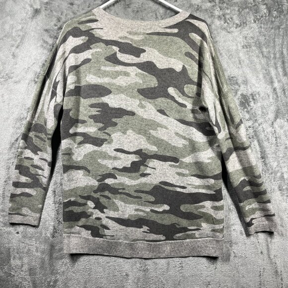 HAYDEN 100% Cashmere Sweater Womens Size Small Green Camo Hi-Low Pullover - Picture 3 of 6